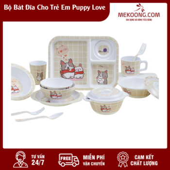 Bộ Bát Đĩa Cho Trẻ Em Puppy Love Melamine Superware