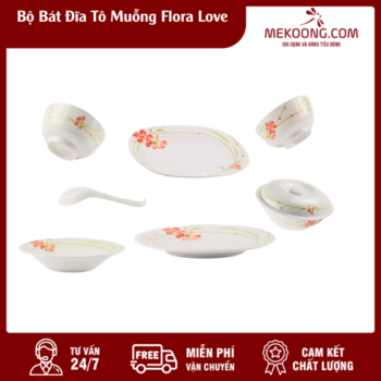 Bộ Bát Đĩa Tô Muỗng Flora Love Melamine Superware