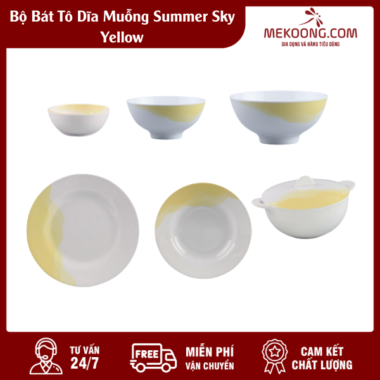 Bộ Bát Tô Dĩa Muỗng Summer Sky Yellow