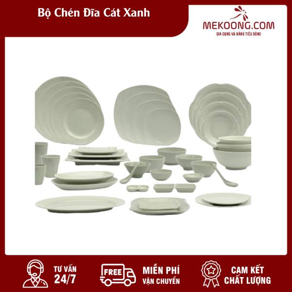 bo chen dia cat xanh mekoong Bộ Chén Đĩa Cát Xanh