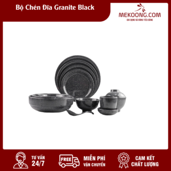 Bộ Chén Đĩa Granite Black Melamine Superware