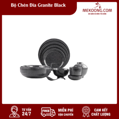 Bộ Chén Đĩa Granite Black