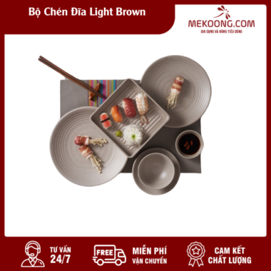 Bộ Chén Đĩa Light Brown
