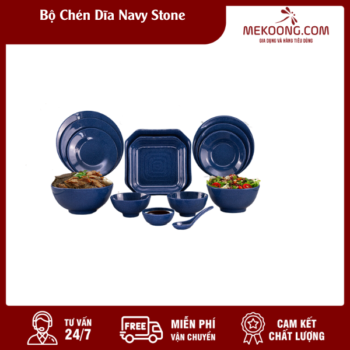 Bộ Chén Dĩa Navy Stone Melamine Superware