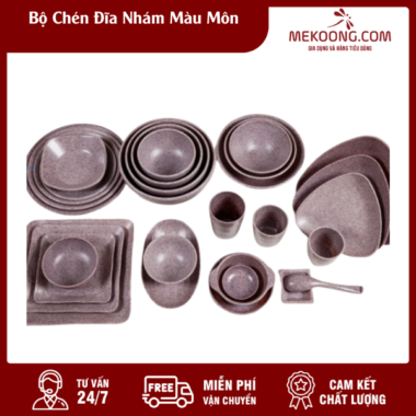 Bộ Chén Đĩa Nhám Màu Môn