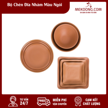 Bộ Chén Đĩa Nhám Màu Ngói