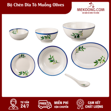 Bộ Chén Dĩa Tô Muỗng Olives