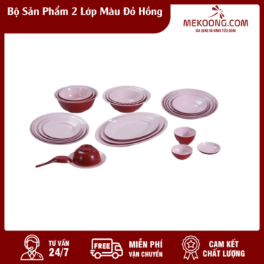 Bộ Sản Phẩm 2 Lớp Màu Đỏ Hồng