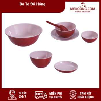 Bộ Tô Nhựa Đỏ Hồng Melamine Fataco