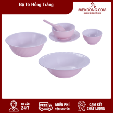 Bộ Tô Nhựa Hồng Trắng