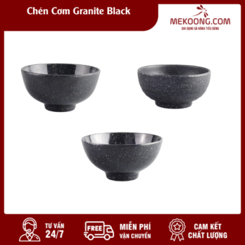 Chén Cơm Granite Black Melamine Superware