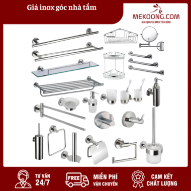 Giá inox góc nhà tắm