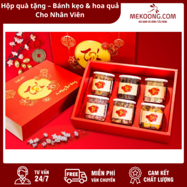 Hộp quà tặng – Bánh kẹo & hoa quả Cho Nhân Viên