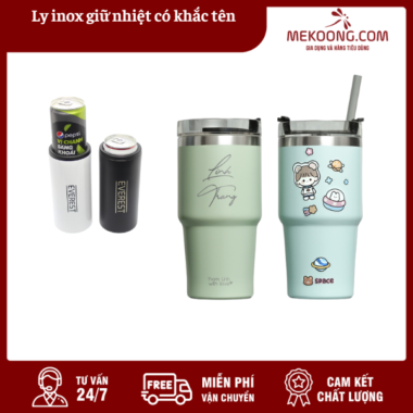 Ly inox giữ nhiệt có khắc tên