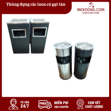 Thùng đựng rác inox có gạt tàn