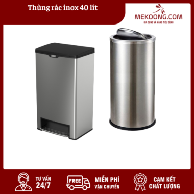 Thùng rác inox 40 lít