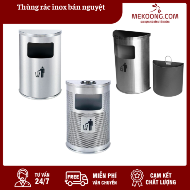 Thùng rác inox bán nguyệt