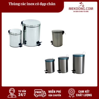 Thùng rác inox có đạp chân