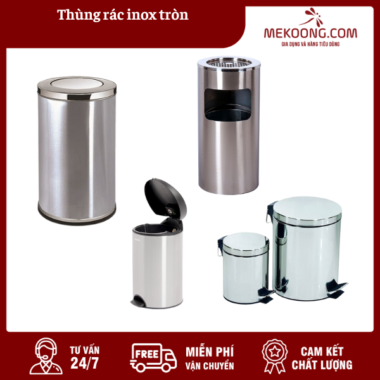 Thùng rác inox tròn