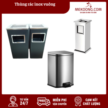Thùng rác inox vuông