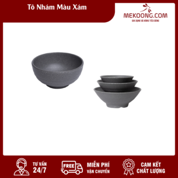 Tô Nhựa Nhám Màu Xám Melamine Fataco