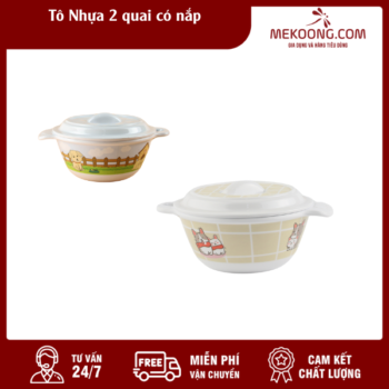 Tô Nhựa 2 quai có nắp Melamine Superware