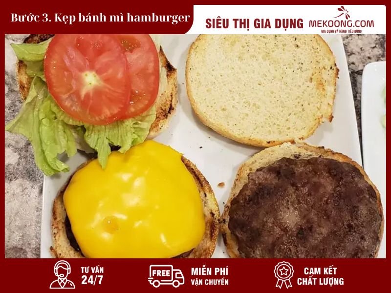 Bước 3. Kẹp bánh mì hamburger_Mekoong