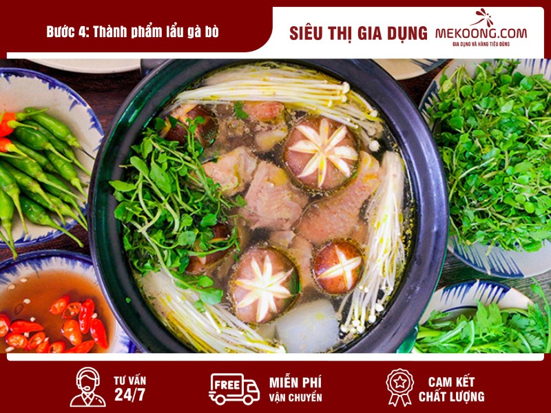 Buoc 4 Thanh pham lau ga bo mekoong Bước 4: Thành phẩm lẩu gà bò