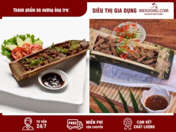 Thành phẩm bò nướng ống tre: