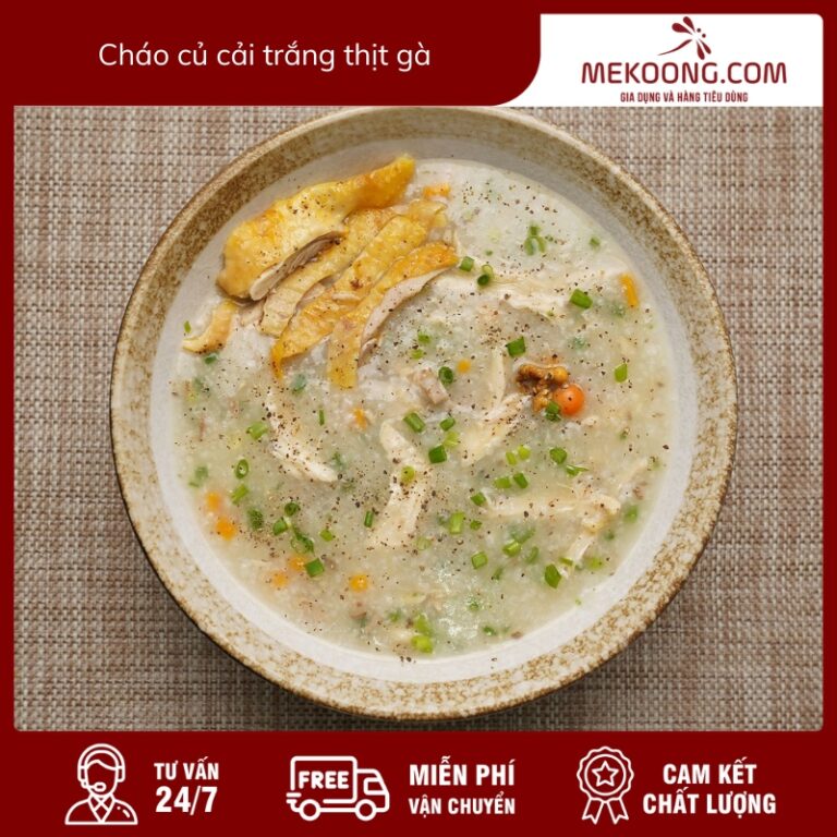 Cách nấu cháo củ cải trắng thịt gà