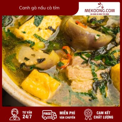 Canh gà nấu cà tím