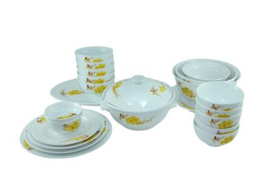 Bộ Bàn Ăn Bát Tràng Hoa Mai Vàng 25 Sản Phẩm cao cấp