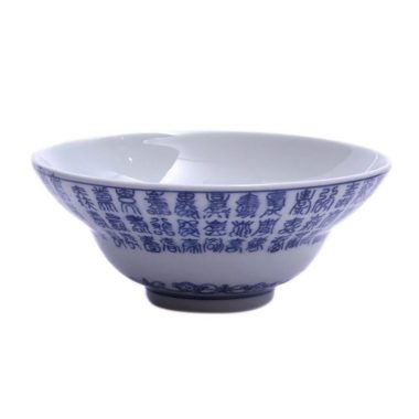 Bát sứ Chiết Yêu Bát Tràng Vẽ 100 Chữ Thọ - Men Lam Cổ giá tốt