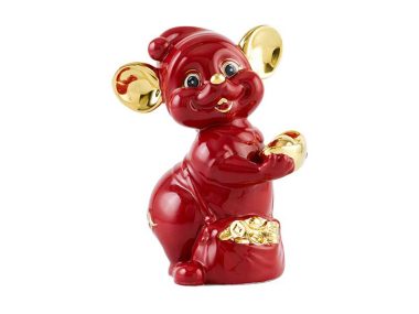 Chuột quý Quà tặng gốm sứ 24 cm – Màu Đỏ - Trang trí vàng 24K