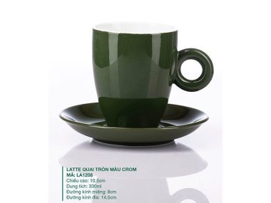 Ly sứ Bát Tràng Latte Quai Tròn Màu Crom 330ml uy tín