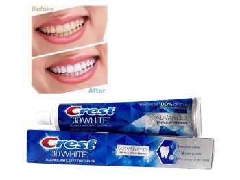 Kem đánh răng Crest 3D White Advanced Triple Whitening làm trăng răng gấp 3 lần 198g