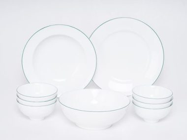 Bộ đồ ăn 9 sản phẩm Minh Long Jasmine chỉ xanh Lá Đẹp