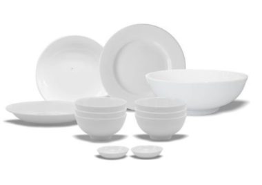 Bộ Bàn Ăn Bát Tràng Trắng 12 Sản Phẩm độc đáo