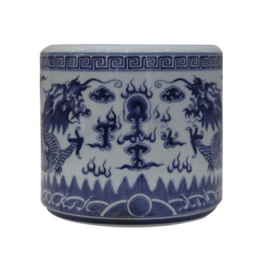 Bát Hương Vẽ Rồng Men Lam – Đường Kính 22cm