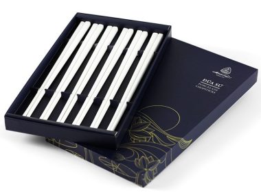 Bộ 6 đôi đũa sứ dưỡng sinh 24.4 cm - Trắng