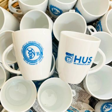 Bộ Ly Sứ In Logo Hai Mặt Giá Rẻ Bát Tràng