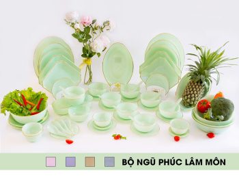 Bộ Đồ Ăn Thủy Tinh Ngọc Ngũ Phúc Lâm Môn