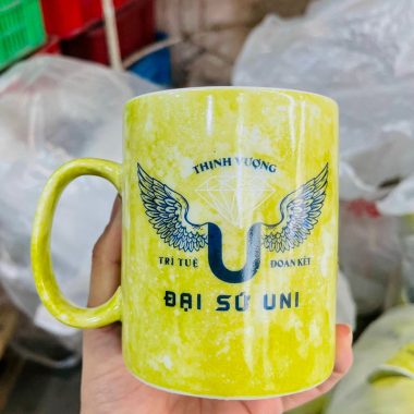 Bộ quà tặng cốc sứ giá rẻ in logo 2 mặt kèm hộp đẹp