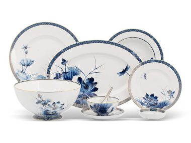 Bộ đồ ăn Âu-Á 44 sản phẩm - Hoàng Cung - Sen Vàng Đẹp