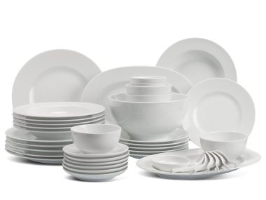 Bộ đồ ăn Âu-Á 45 sản phẩm - Camellia - Trắng Cao Cấp