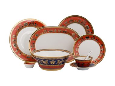 Bộ đồ ăn Âu-Á 45 sản phẩm - Tulip Trắng - Trống Đồng 3 Đẹp