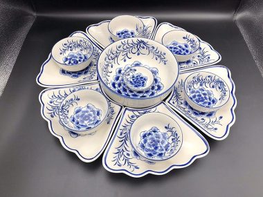 Bộ Đồ Ăn Bát Đĩa Hoa Mặt Trời Men Xanh cao cấp