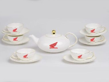 Bộ Ấm chén uống trà Minh Long quà tặng 0.47 L Anna Elip Chỉ Vàng Giá In Logo quà tặng giá tốt