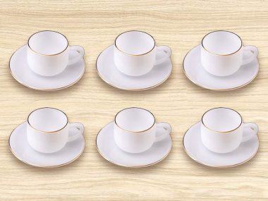 Bộ Tách Trà Nhỏ Dáng Thắng Hoa Màu Trắng