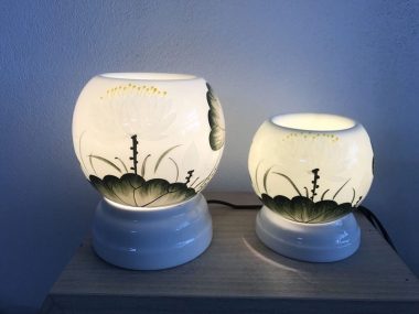 Combo Đèn Xông Tinh Dầu Bát Tràng Mini -Hoa Sen sang trọng